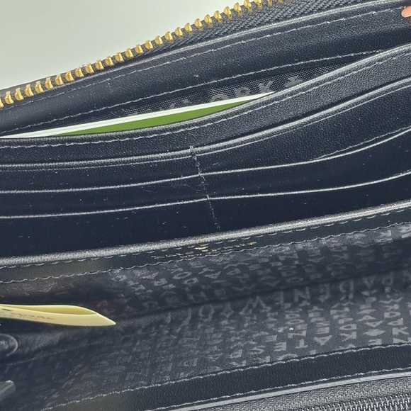 NEW Kate Spade Black Large Continental Peebled Leather Zip Wallet Sienne Logo - Picture 9 of 13